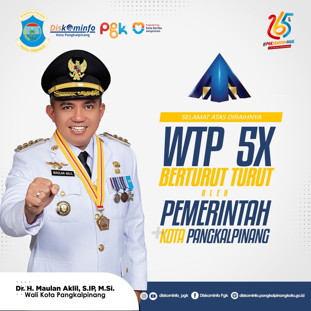 Raih WTP 5 Kali, Pemkot Pangkalpinang Dapat Penghargaan Dari Sri Mulyani