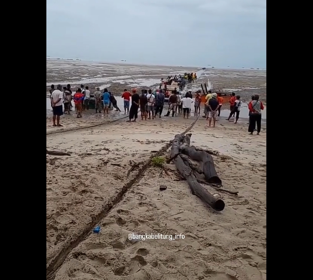 Viral, Video Air Pantai Sampur Desa Kebintik Surut Jauh
