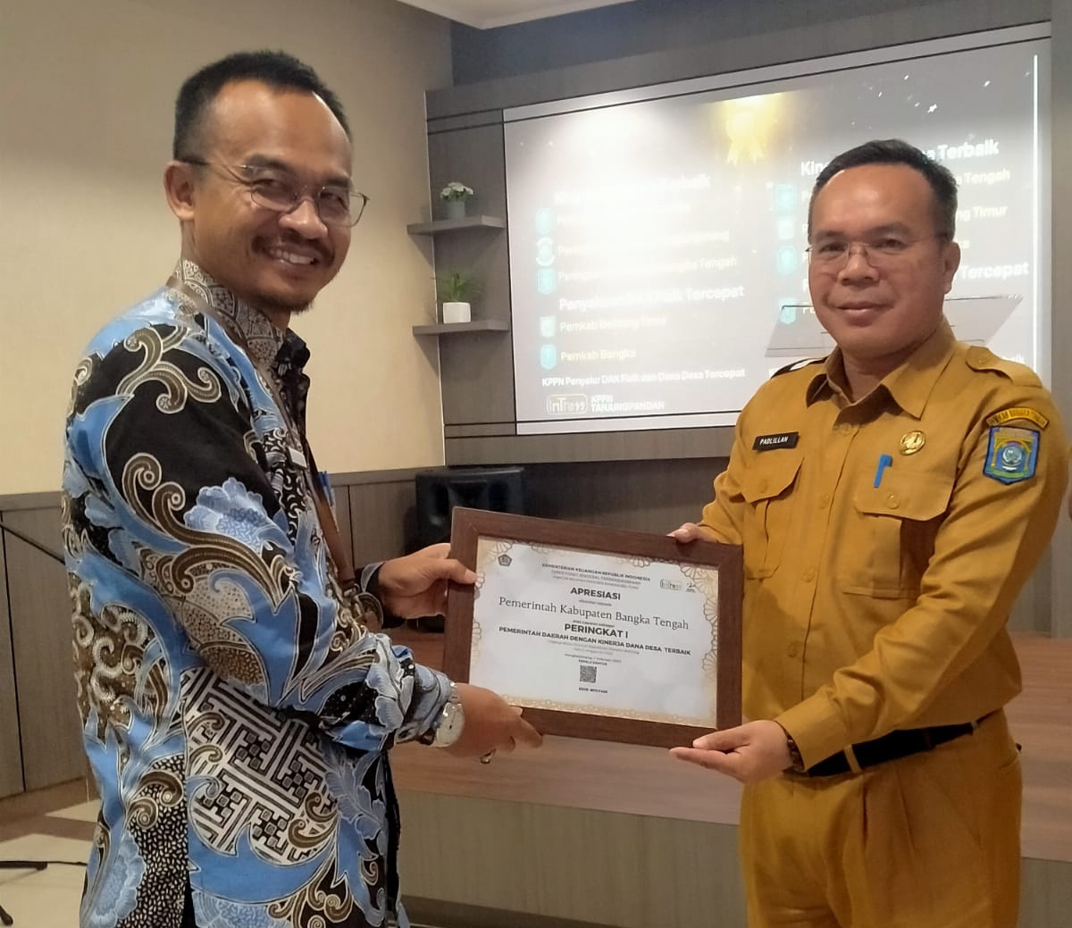 Bangka Tengah Raih Peringkat Pertama Sebagai Daerah Dengan Kinerja Dana Desa Terbaik