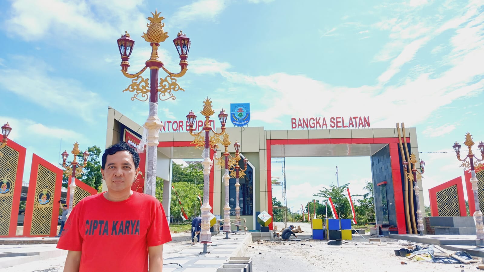 Pembangunan Pagar Kantor Bupati Jadi Spot foto di bangka selatan