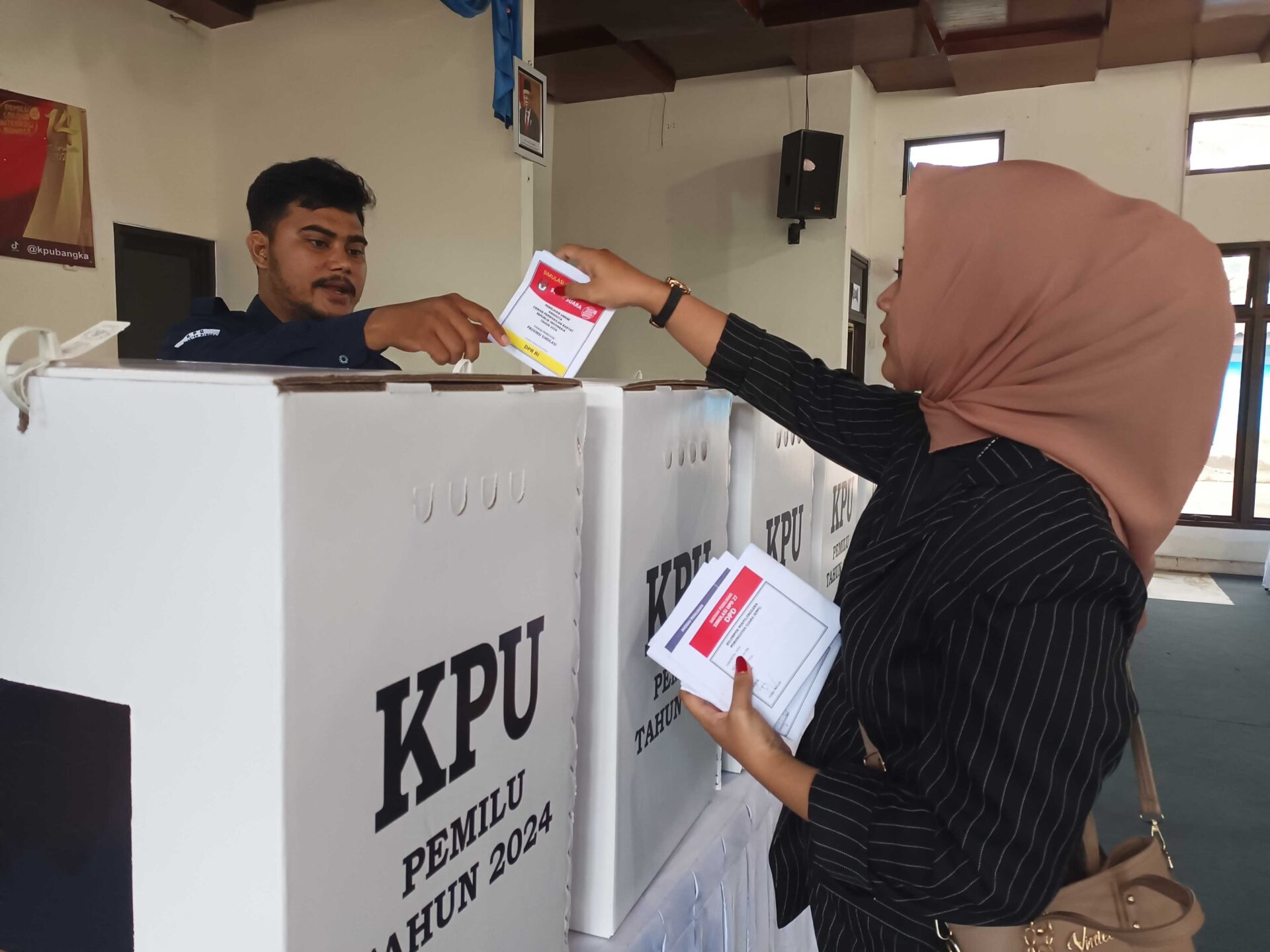 Libatkan Ratusan Orang, KPU Bangka Gelar Simulasi Pemungutan Suara