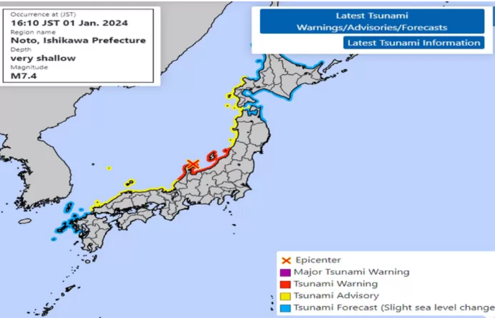 Awal Tahun Baru, Jepang Diguncang Gempa Bumi Dahsyat dan Tsunami