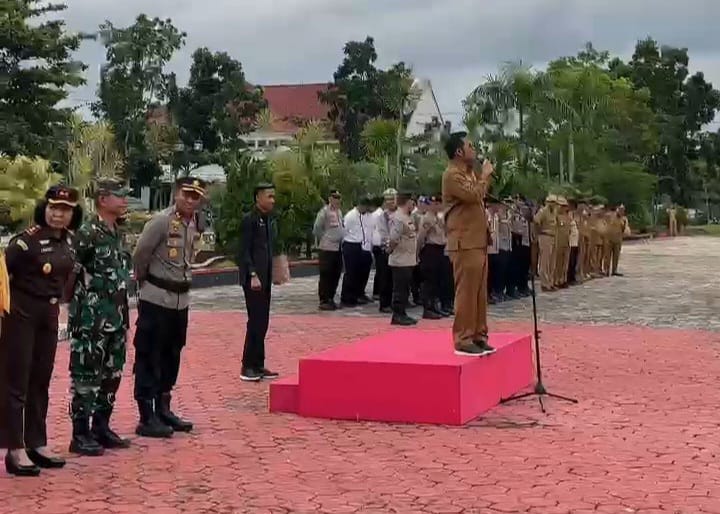 Amankan Pemilu 2024, Pemkab Bangka Selatan Apel Akbar Linmas