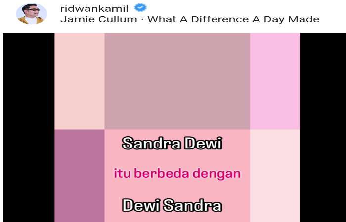 Ridwan Kamil Imbau Netizen yang Keliru Menyebut Sandra Dewi Jadi Dewi Sandra Agar Tabayun