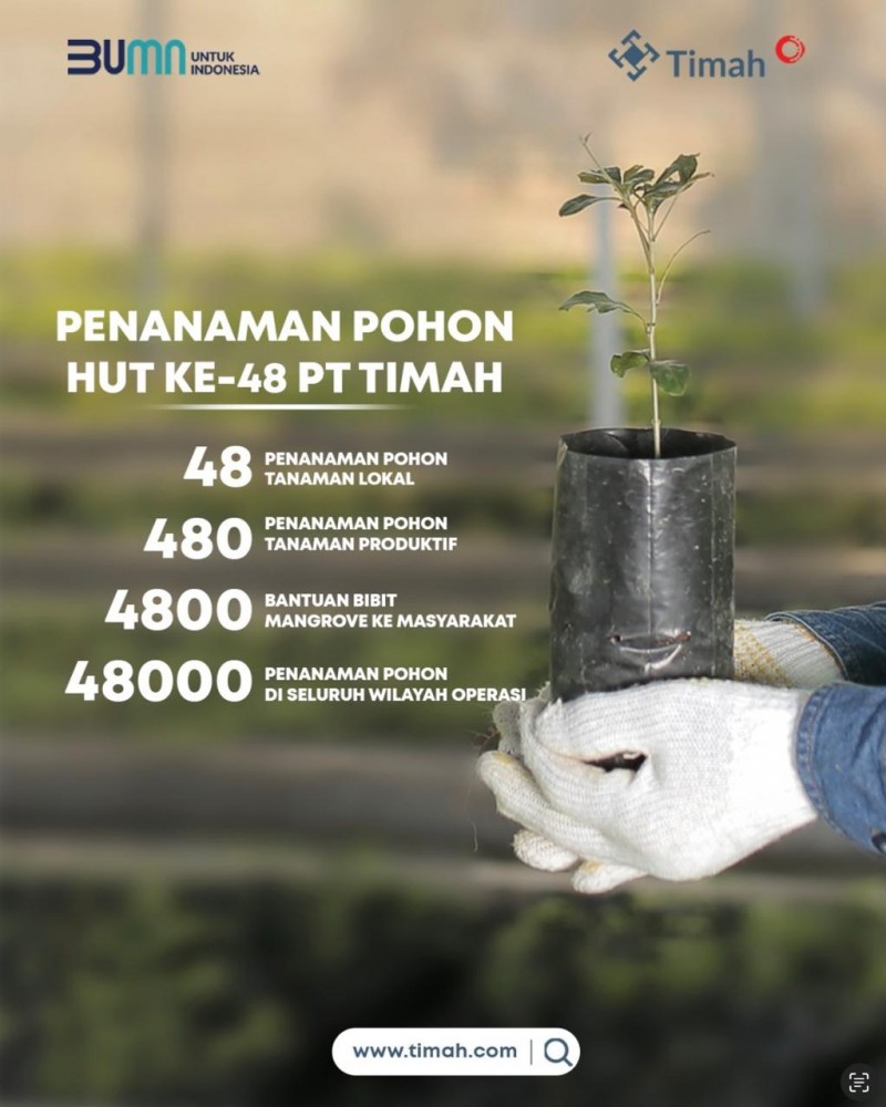 Rayakan HUT ke-48, PT Timah Tanam 48 Ribu Pohon