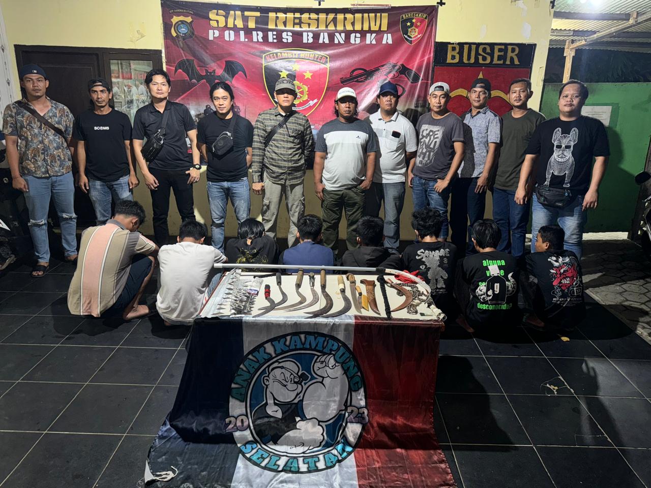 Gunakan Senjata Tajam saat Bentrokan, Dua Kelompok Gangster Diamankan Polres Bangka
