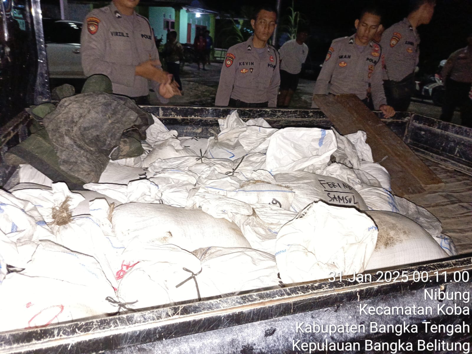 Puluhan Karung Timah Diamankan dari Rumah Warga Nibung, Kapolres Masih Bungkam