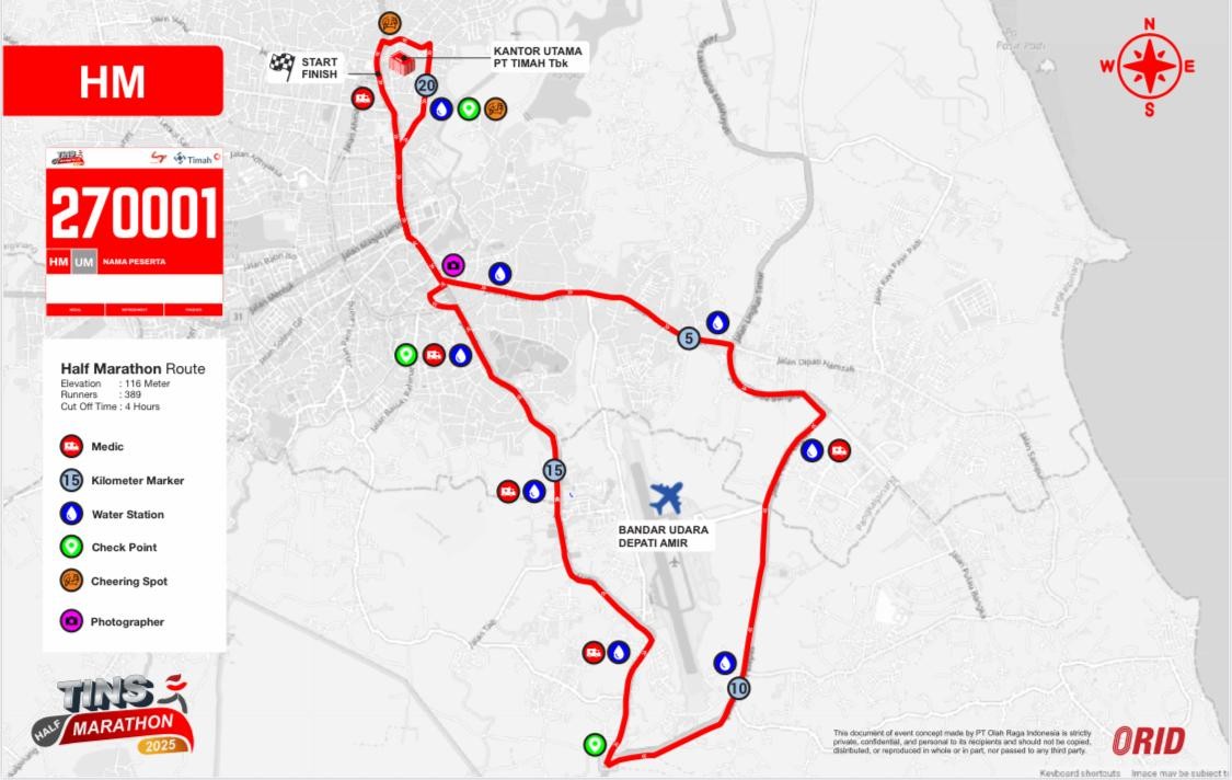 Ini Rute Tins Half Marathon 2025