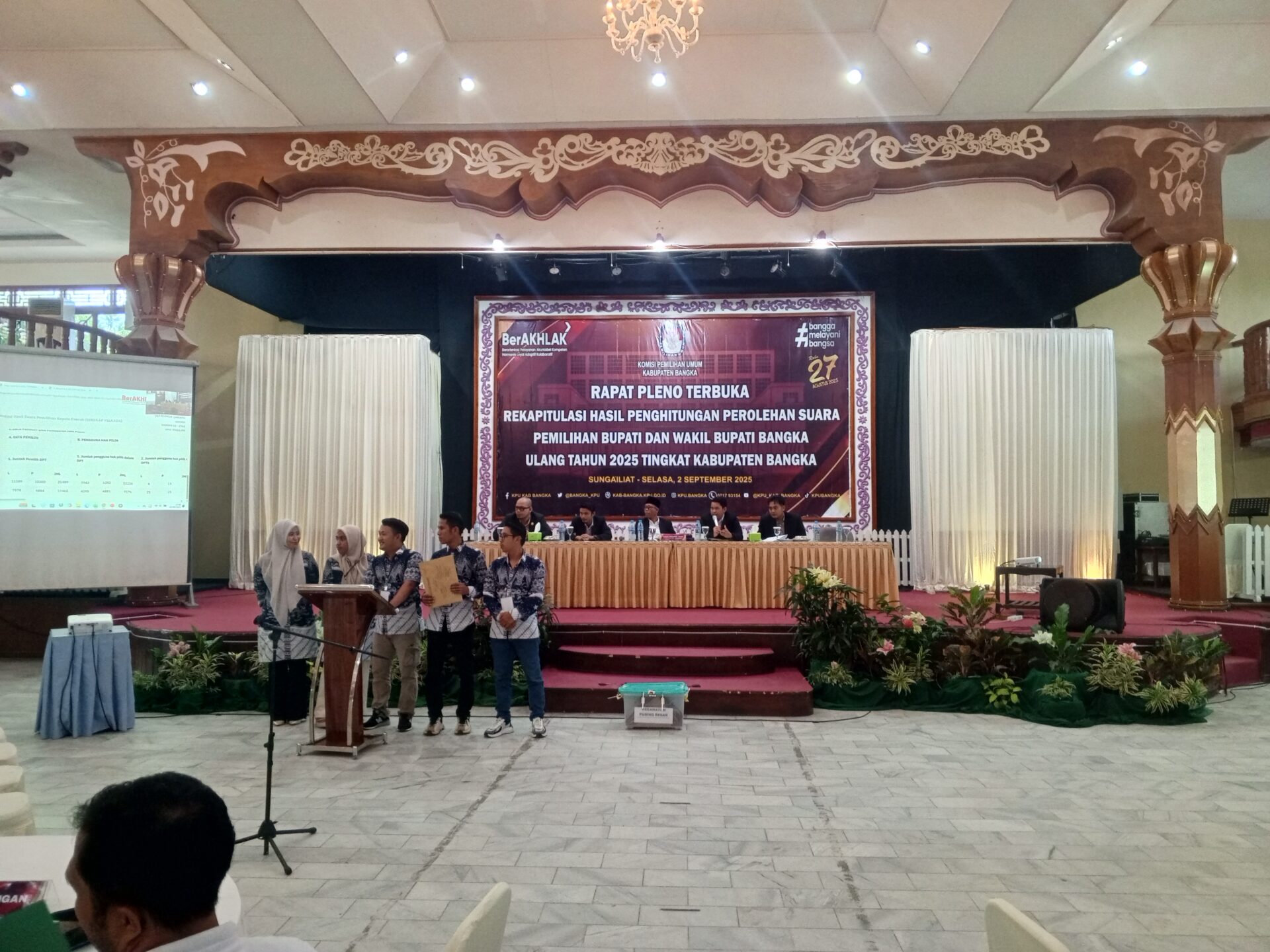 Dua Saksi Paslon Tidak Tanda Tangan Hasil Rekapitulasi Suara, Raub 48.806 Suara Feri Insani Bupati Bangka