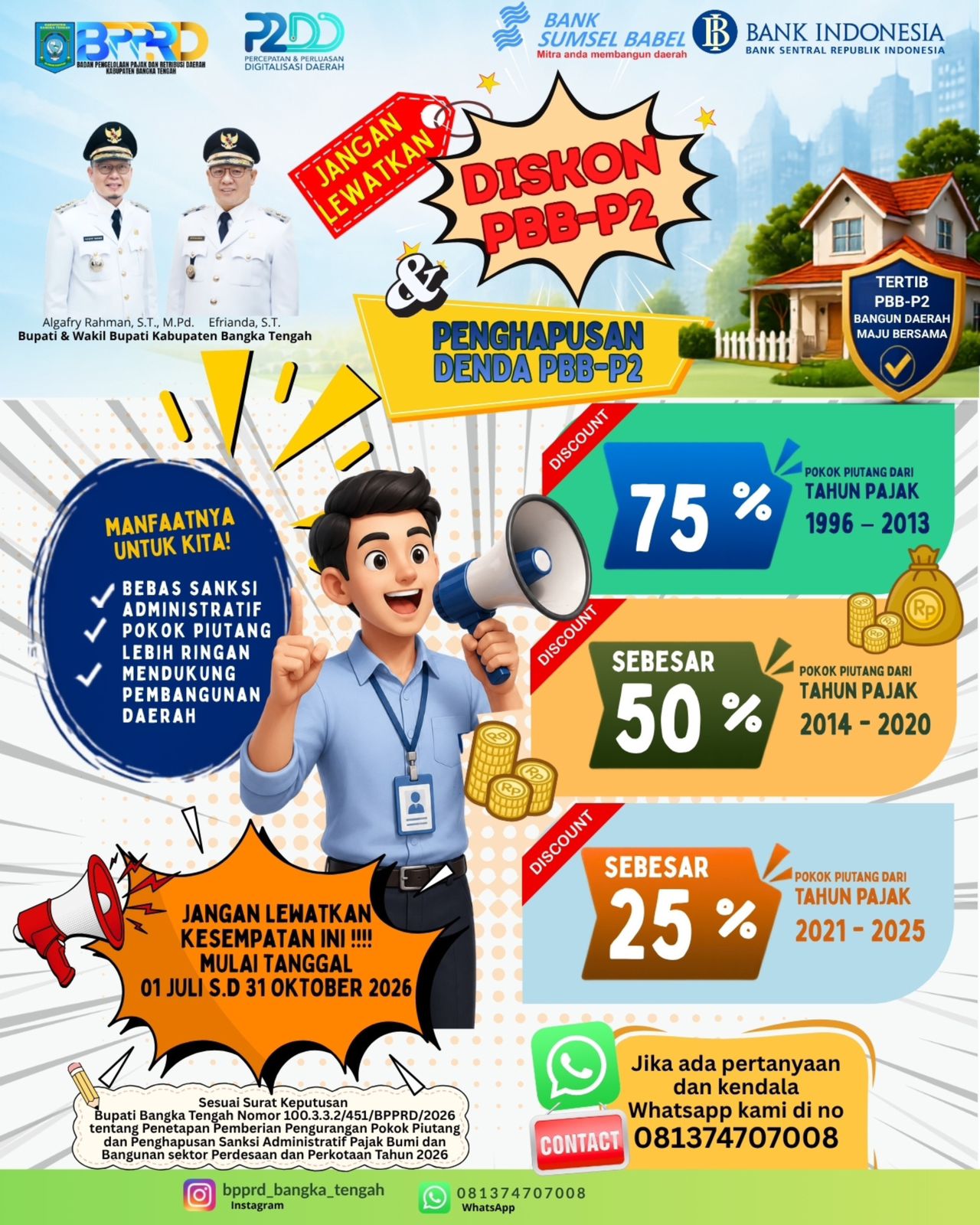 BPPRD Bangka Tengah Beri Diskon PBB hingga 75 Persen, Denda Tunggakan Dihapus Total
