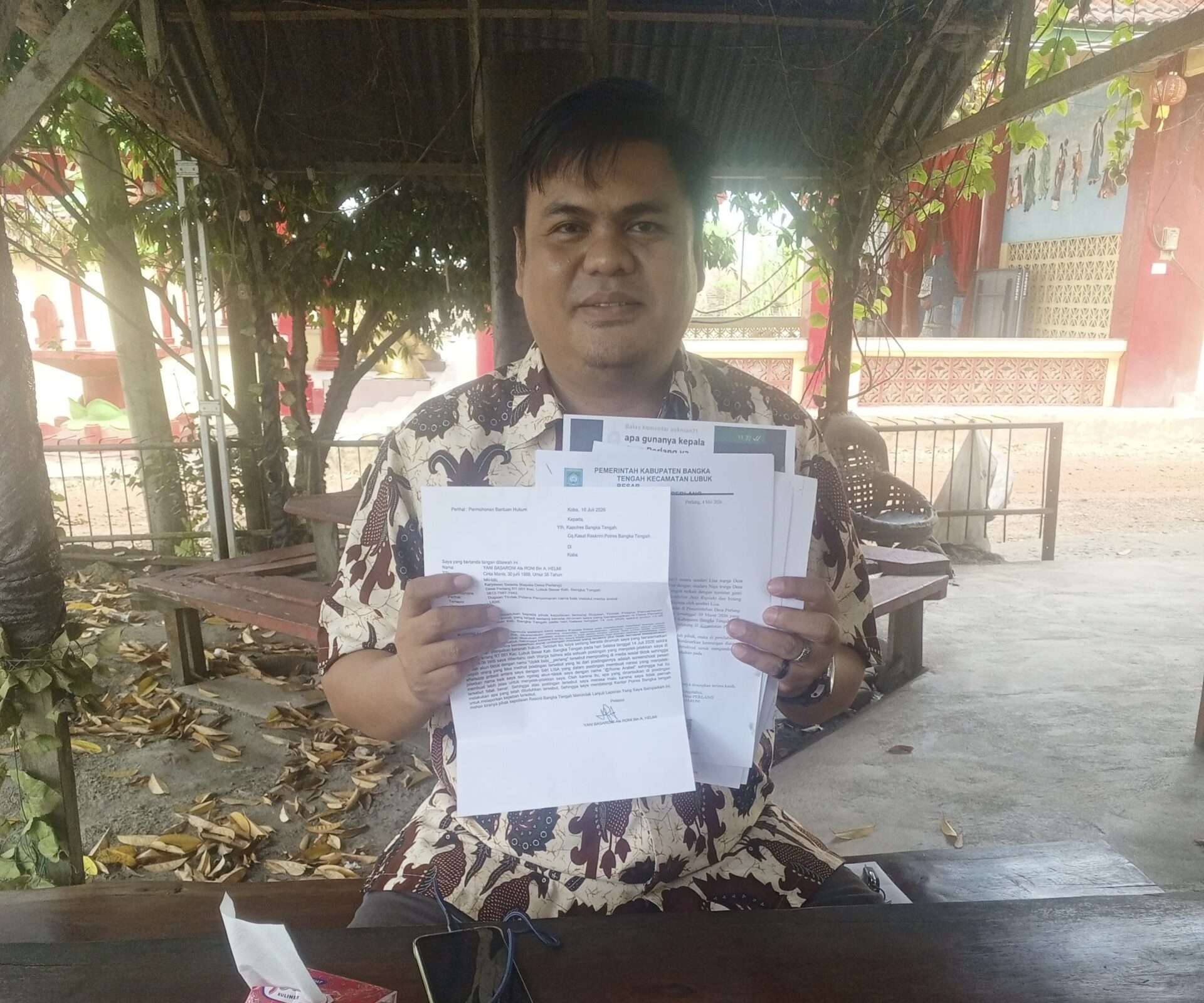 Kepala Desa Perlang Laporkan Akun TikTok ke Polres Bangka Tengah atas Dugaan Ujaran Kebencian dan Pencemaran Nama Baik